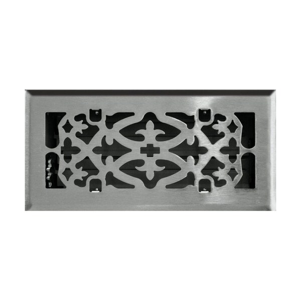 Tru Aire Tru Aire 4 in. H X 10 in. W 1-Way Satin Silver Steel Floor Diffuser C164-OSN 04X10 - main
